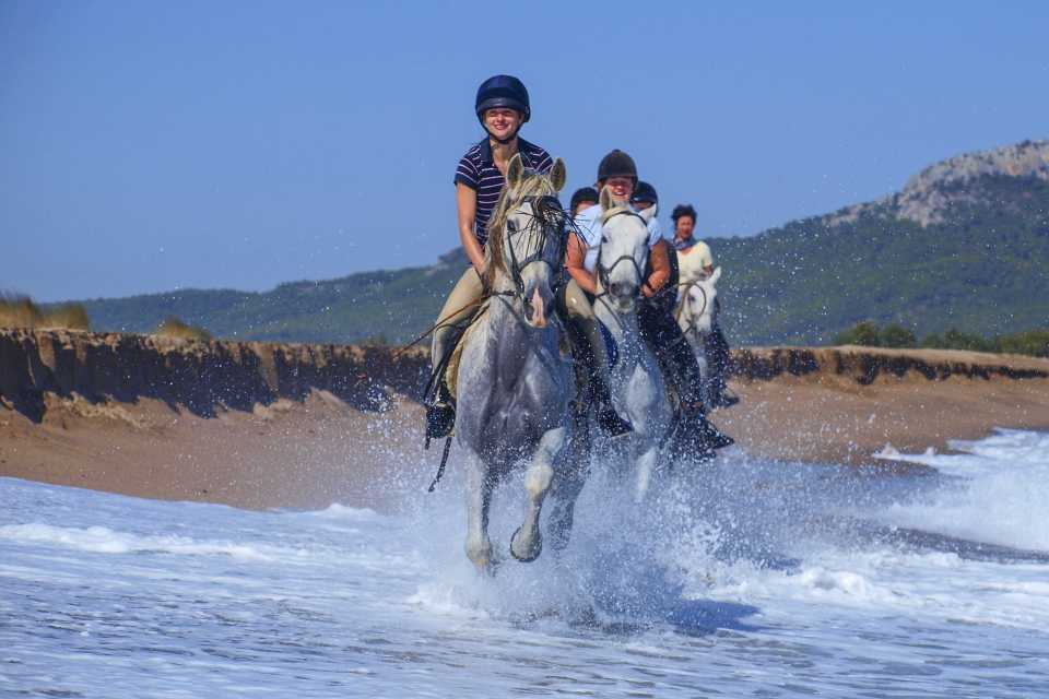 Galopperen op het strand in Spanje
