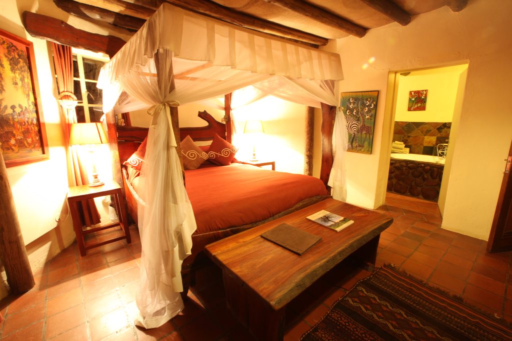 Slaapkamer tijdens paardrijsafari in Zuid-Afrika