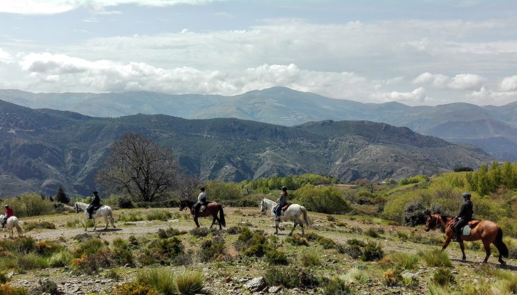 Paardrijden door de bergen tijdens paardrijvakantie in Spanje