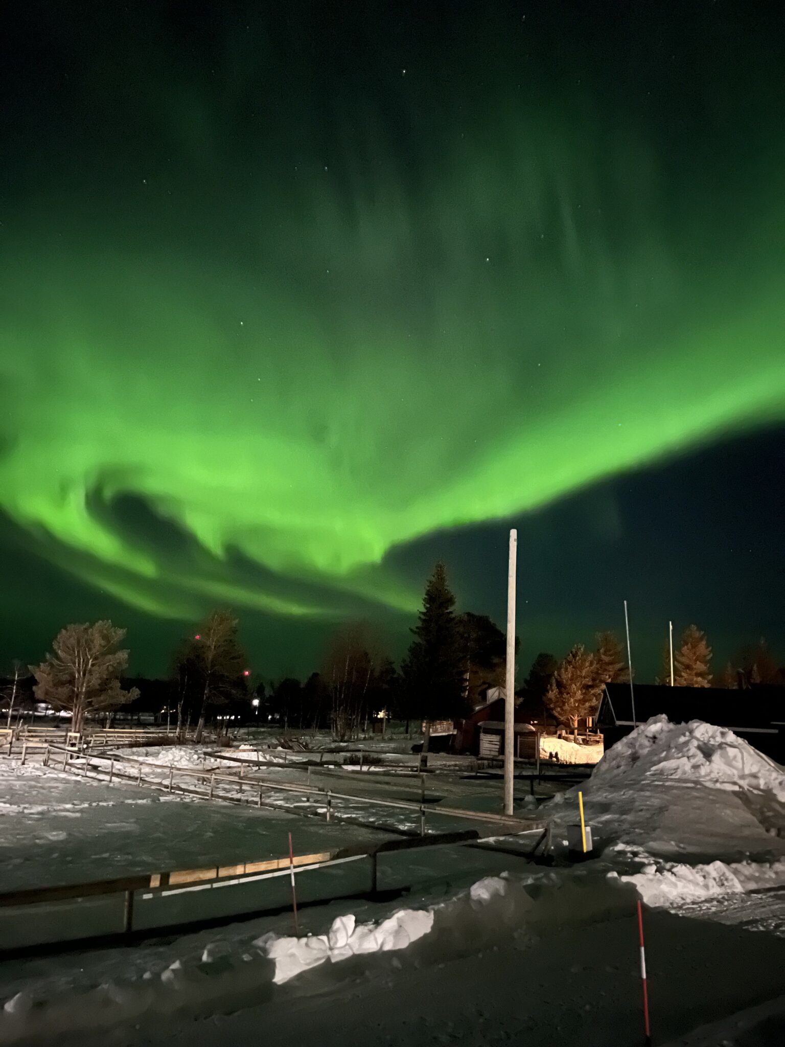 Noorderlicht tijdens een wintervakantie in Zweden