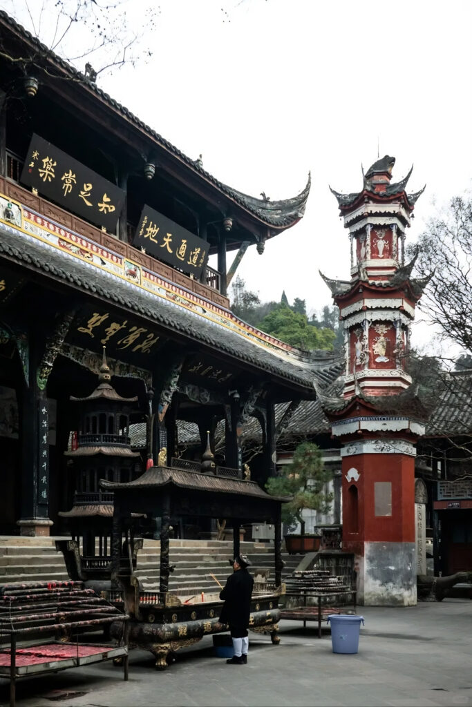 Tempel in China tijdens een paardrijvakantie
