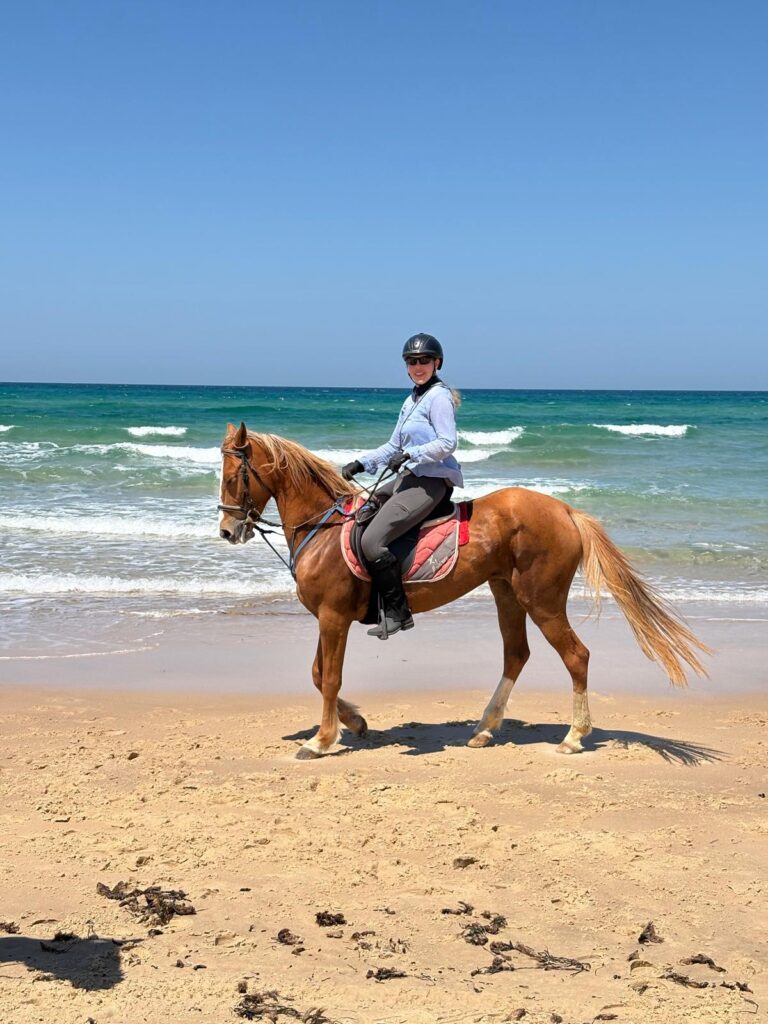 Ruiter en paard op het strand van Tunesië